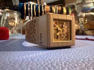 Casio Baby-G BGA-200LP Leopard Print Square Analog-Digital Watch, Gold Tone